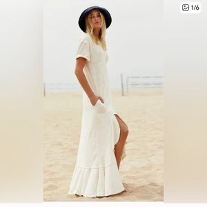 Fp Beach Havana Cream Maxi Dress with Ruffle Hem Xs